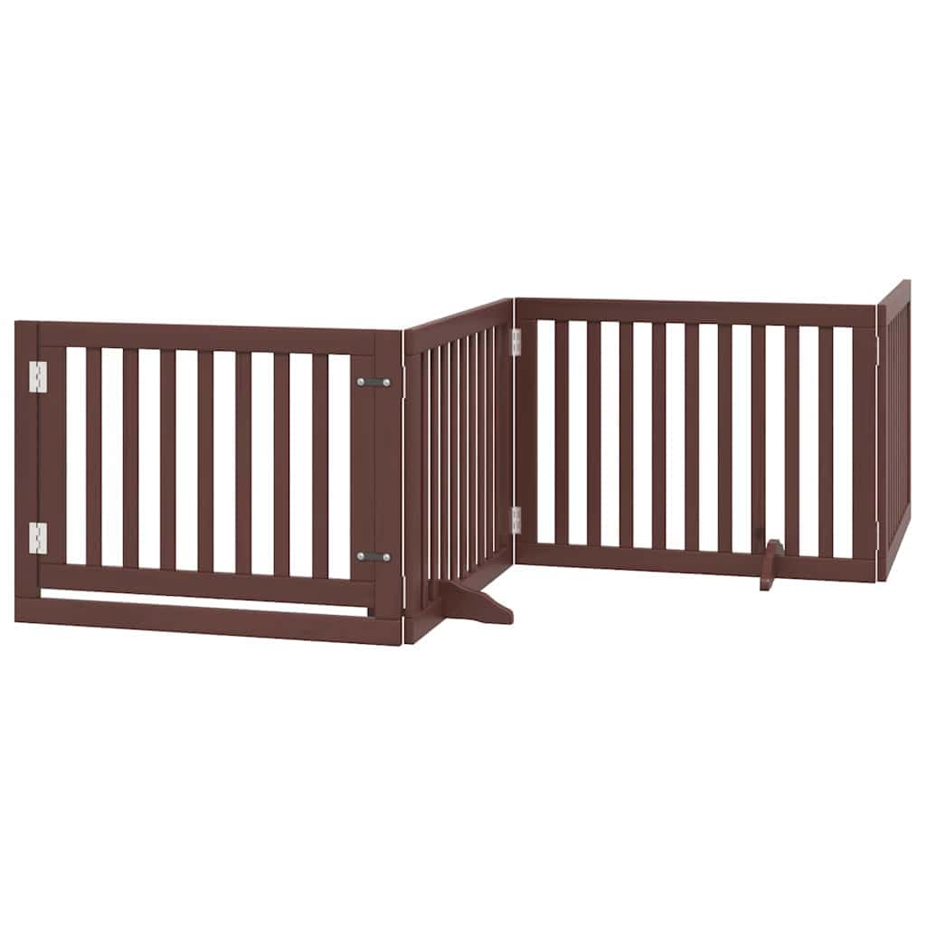 Puerta plegable para perros de 6 piezas con puerta de madera de álamo, rejilla plegable para perros con puerta con cerradura para seguridad de mascotas, puerta para perros sin taladrar