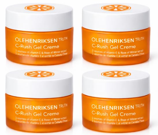 Ole Henriksen C-Rush Vitamin C Gel Moisturizer, Travel Size 0.5 oz (Pack of 4) | Lightweight Hydrating Face Moisturizing Gel-Cream | Citrus-Scented | Total 2.0 oz