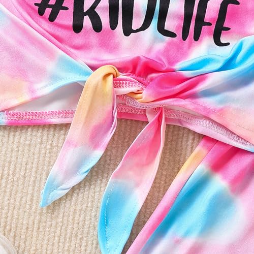 Kid Toddler Girl Clothes Summer Ruffle Sleeve Figure Graphic Tee Shirt + Shorts Summer Outfits Set - Image 6