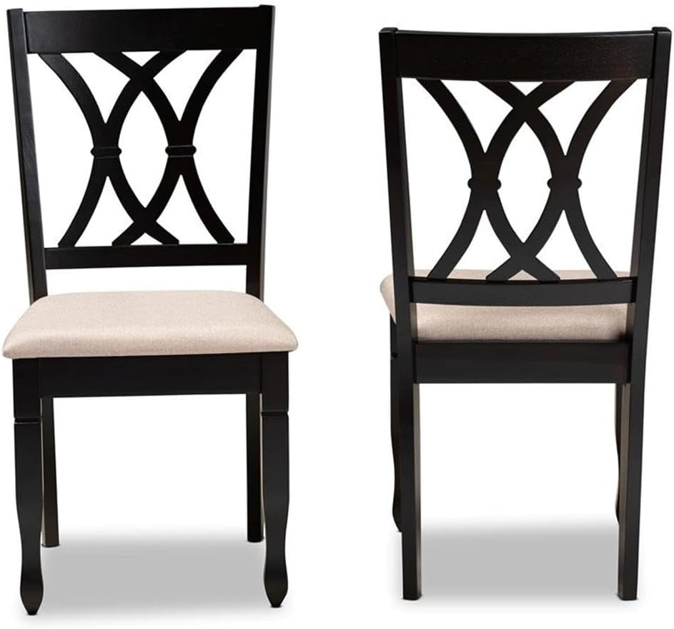 BOWERY HILL Modern Wood Dining Chairs, Set of 2, 18.5 in Seat Height, Polyester Upholstery, Espresso Brown Finish, Cut-Out Back Design, Foam Padding, Stylish Dining Room Furniture