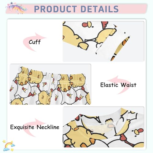Cute Hen and Chicken Cartoon Animal Pajamas Long Sleeve Sleepwear 2-Piece Pajama Set4