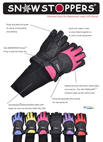 SnowStoppers Kid\'s Waterproof Ski & Snowboard Winter Gloves Extra Small / 4-7 Fuschia