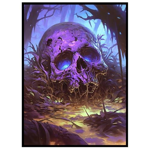 Image of Kabinka MTG Card Sleeves - 100 Standard Size Pack Clear Front & Matte Finish Back with Skull, Premium Sleeves for Magic The Gathering TCG