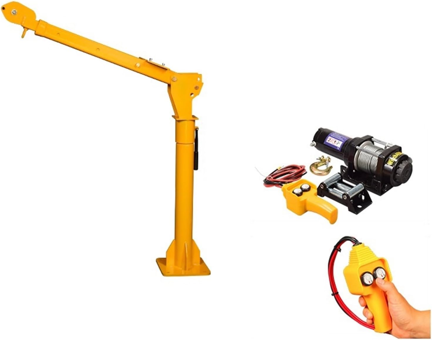 Hand Crank & Electric Vehicle-Mounted Household Crane, 12V/24V/ Truck Car Hoist for Heavy Lifting (12v 0.8ton Wired Switch)