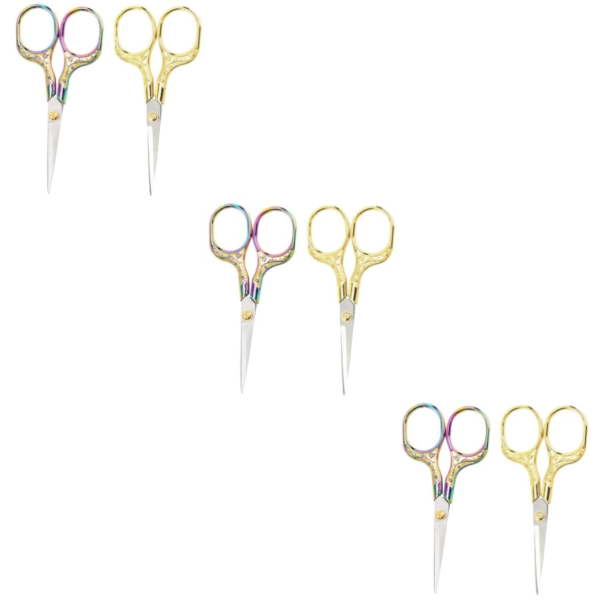 TEHAUX 6pezzi Forbici Vintage Inossidabile Per Cucito e Ricamo Manico Ergonomico Per Fai Da Te e Artigianato Per Uso Quotidiano Casa e Ufficio