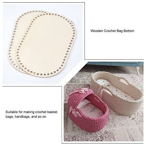 PH PandaHall 2pcs Wooden Basket Bottom Oval Crochet Basket Bottom 11.8×7.7" Wooden Base Shaper Blank Crochet Base for Basket Knitting Weaving Crochet Supplies DIY Bags Purse Making - Image 4