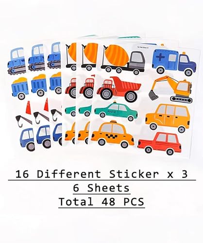 Cntg Design CNTGDSGN1980 48 Pcs Construction Vehicles Wall Decals Car Truck Bus Tractor Excavator Transportation Wall Stickers Kids Bedroom Boys Room Playroom Wall Decor thumb #2