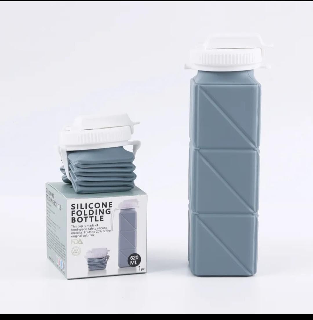 NexUp Goods Collapsible Silicone Water Bottle 620ml BPA-Free Leakproof & Foldable Travel Bottle for Hiking Gym Camping Sports & Everyday Use Portable Lightweight Reusable Mint Green & Blue