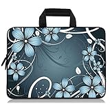 RUYIDAY 14 15 15.4 15.4 15.6インチ ノートパソコン ハンドル バッグ コンピューター プロテクト ケース ポーチ ホルダー ノートブック スリーブ ネオプレン カバー ソフト キャリー トラベル Dell Lenovo Toshiba HP Chromebook ASUS Acer用 (ブルーフラワー)