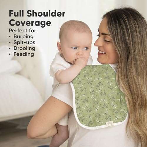 Image of 5-Pack Muslin Burp Cloths Baby Boy, Girl - Very Absorbent Baby Burp Cloth Rags, 8-Layers Viscose Derived from Bamboo Cotton Muslin Towel, Super Soft Spit Up Rags, No Shrink Washcloths (Fall Spores)