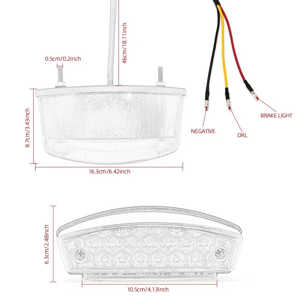 1 Pz Fanale Posteriore Per Moto Modificato Per Veicolo Elettrico A LED Parafango Di Avvertimento Freno Piccola Targa(ROSSO)