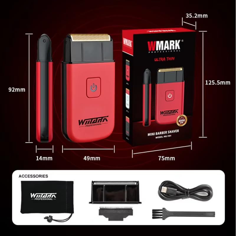 Image of WMARK NG-7901 Professional Barber Shaver Ultra-Thin Design 8800 RPM Motor Cord /Cordless Operation, Convenient Charging Features for Precise Grooming. Extra Blade set, Travel Pouch included, Model 25