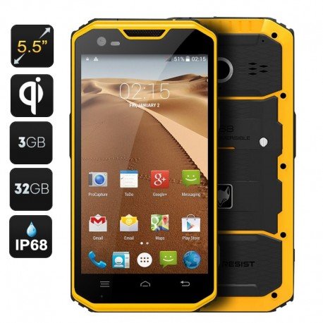 MFOX A7W Robusto Android Smartphone – IP68, Pantalla de 5,5 Pulgadas, 4G, Bluetooth 4.0, WiFi Carga, A-GPS + GPS MFOX A7W Robusto Android Smartphone – IP68, Pantalla de 5,5 Pulgadas, 4G, Bluetooth 4.0, WiFi Carga, A-GPS + GPS