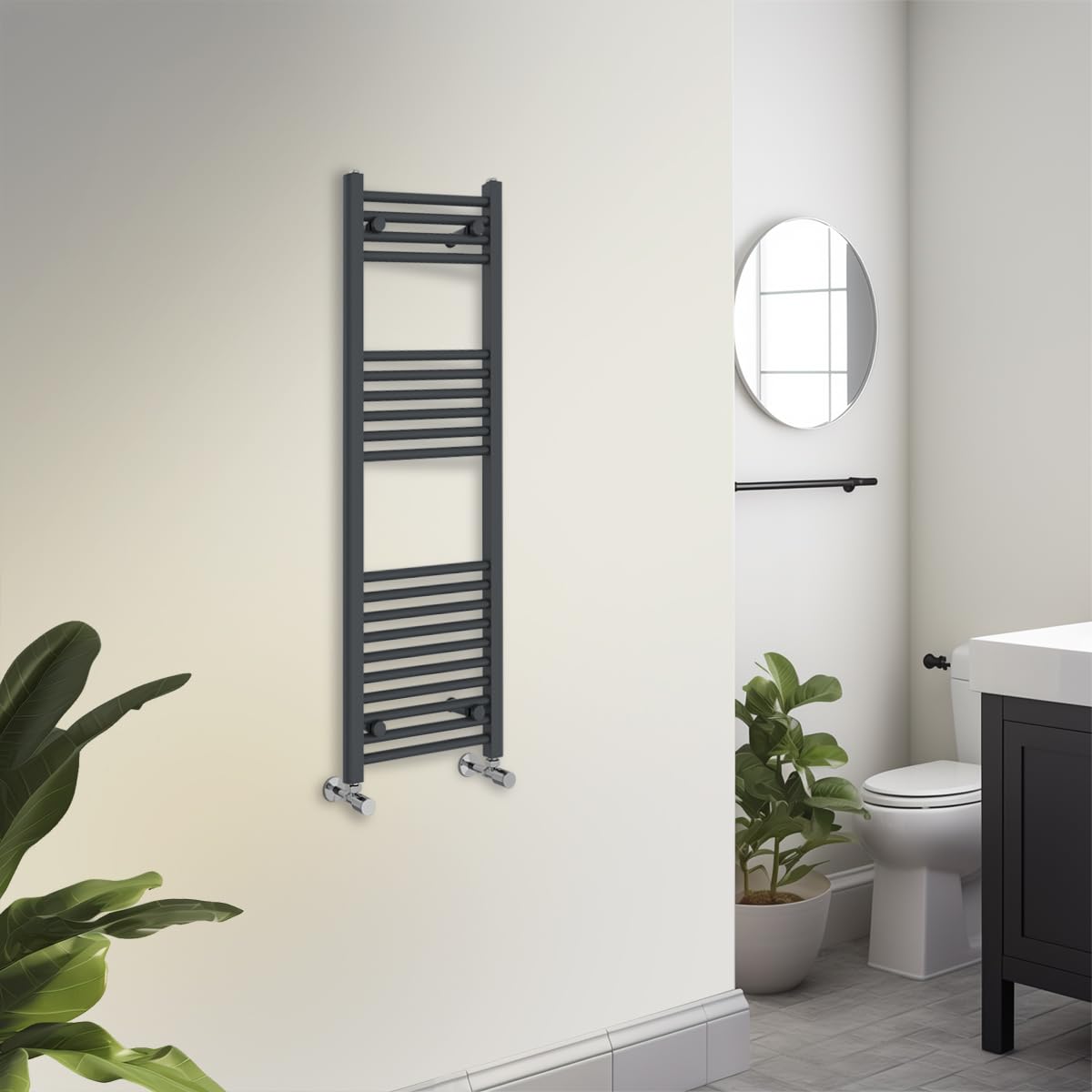 Warmehaus Straight Towel Radiator 1200 X 400Mm Grey Contemporary Bathroom Towel Rail