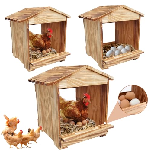 Caja de anidación de pollos de madera con 3 compartimentos para gallinero pequeño 2