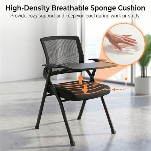 Image of [40 Pack] Folding Conference Room Chair with Writing Board & Cup Holder