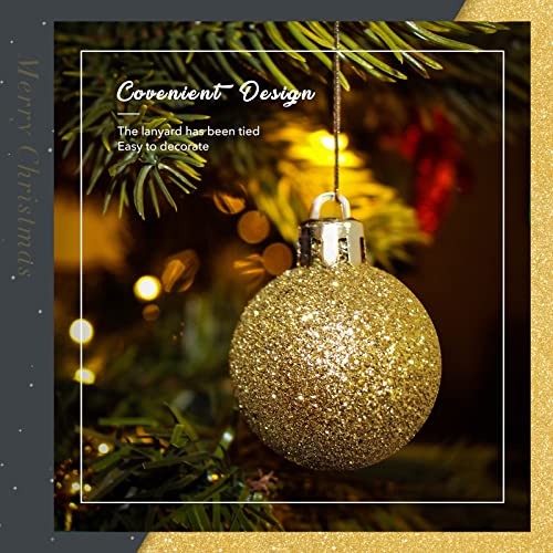 128 Pcs Christmas Ball Ornament Set, Soledi Assorted Christmas Ornaments, Shatterproof Decorative Baubles For Xmas Tree Decor, Gift Package With Reusable Hand For Christmas Decorations, Gold #TOP2