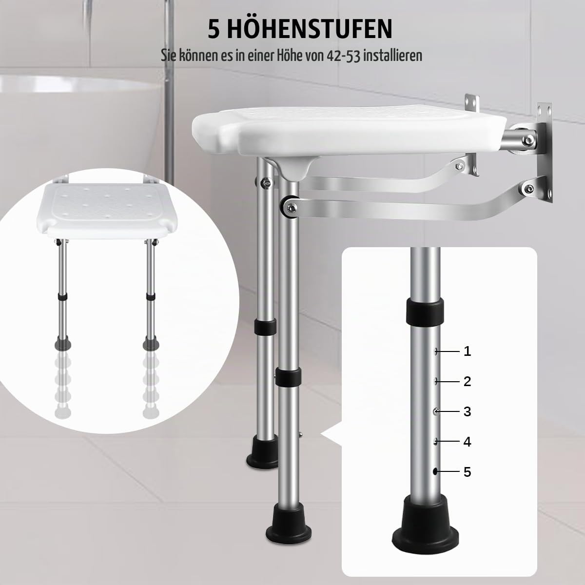 JAOGAUS Duschklappsitz für Wandmontage