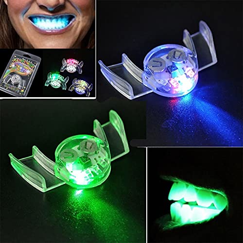 Tbuiall Halloween Cosplay Props Luminescent Braces Teeth Dentures Party & Christmas & Carnival Toys Fun Props Gifts (Luminous Color:red Blue Green Yellow) #TOP2