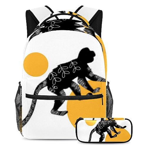 Sac à dos singe noir et trousse pour accompagner les adolescents de l'école aux vacances