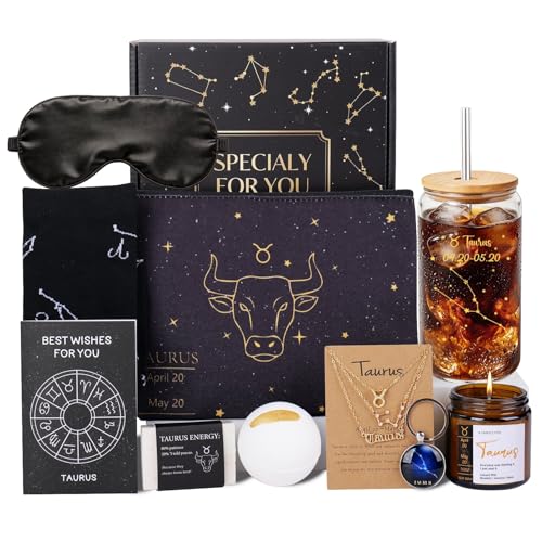 15Pcs Taurus Gifts for Women, Taurus Birthday Gifts for Women with Necklace, Jewelry, Candle, Astrology Gift for Her, Friend, Girlfriend, Sister, Daughter, Zodiac Present, May Birthday Gift