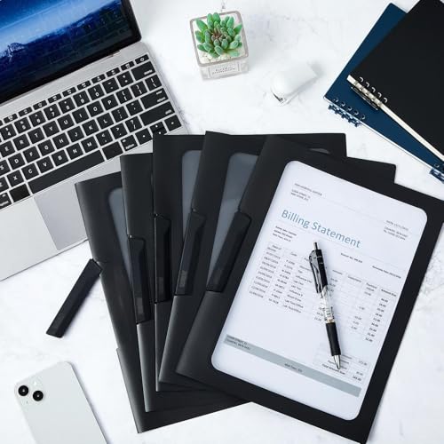 Yeaqee 25 Pcs Clear Report Covers with Clip Sliding Bar Locking Report Folder Cover Plastic Presentation Folders Binder Portfolio for Letter Size Document Paper Resume, Black 9 x 11.4 Inch - Thumbnail 6