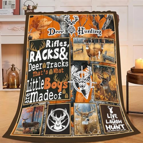 Deer Throw Blanket Deer Elk Stuff Hunting Gifts for Kids Girls Boys Adults Women Men Soft Cozy Warm Plush Fluffy Fuzzy Fleece Blanket Decor 40''X50''