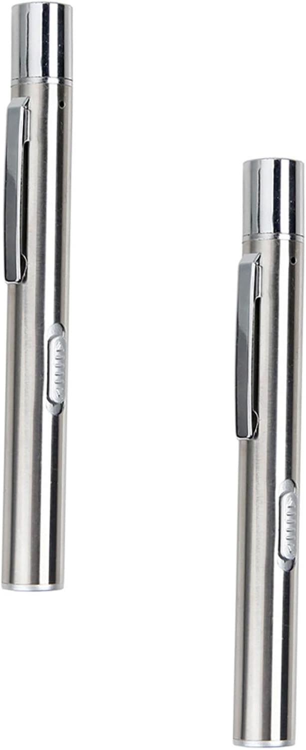 2pcs USB Rechargeable LED Pen Light with White and Yellow Light, Metal Portable Flashlight Set for Doctors and Nurses, Diagnostic Penlights and Pupil Examination