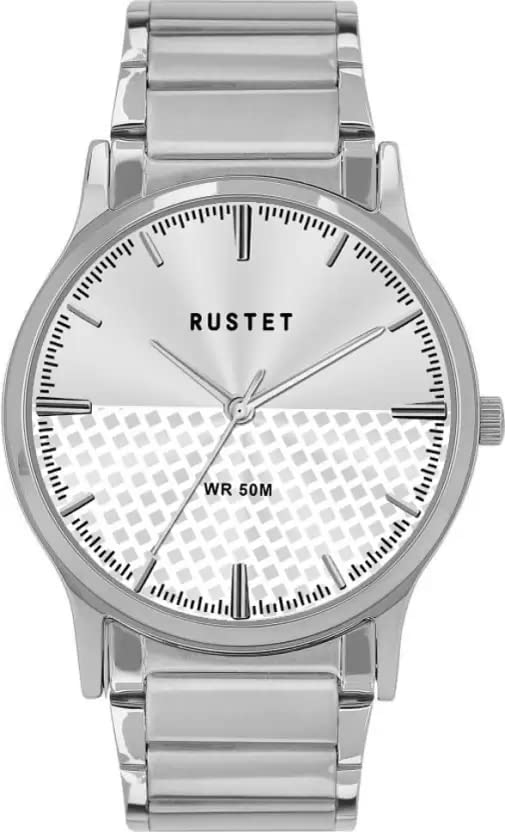 RUSTET Luxury Style 3D Cut Dial Leather Strap Analog Wrist Watch WP105 Series for Men & Boy (SLV-SS) (B0C5MYRDRB) Amazon Price History, Amazon Price Tracker
