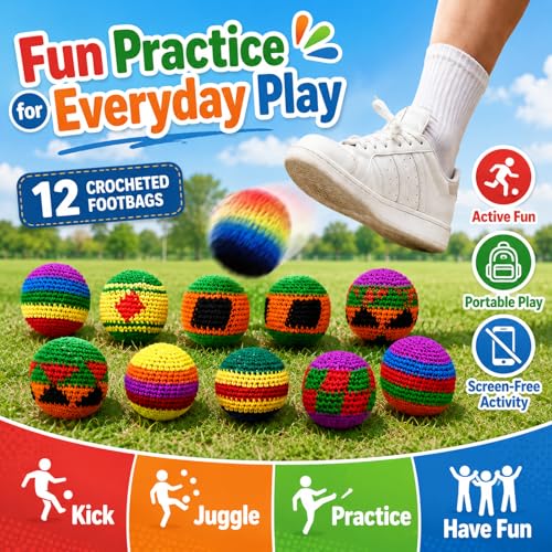 image for ITD ITANDA Footbag Sand Filled Kicking Bag - 12 Pack Soft Suede Foot B