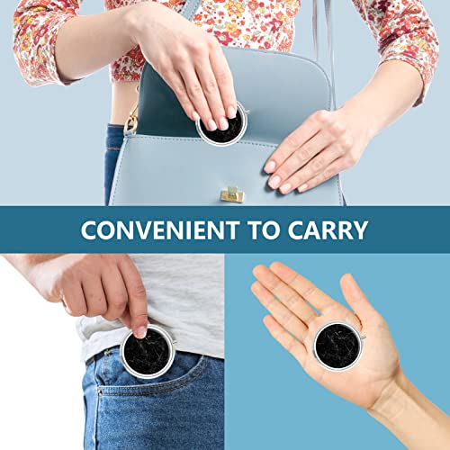 Image of Pill Box 3 Compartment Small Pill Case,Portable for Pocket or Purse Pill Organizer Pill Container Holder to Hold Vitamins, Medication, Fish Oil and Supplements(Black Marble)