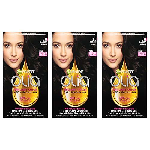Garnier Hair Color Olia Oil Powered Permanent Hair Color, 3.0 Darkest Brown