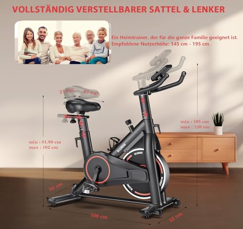 Heimtrainer mit App – leises Indoor Bike, verstellbarer Widerstand – Bild 6
