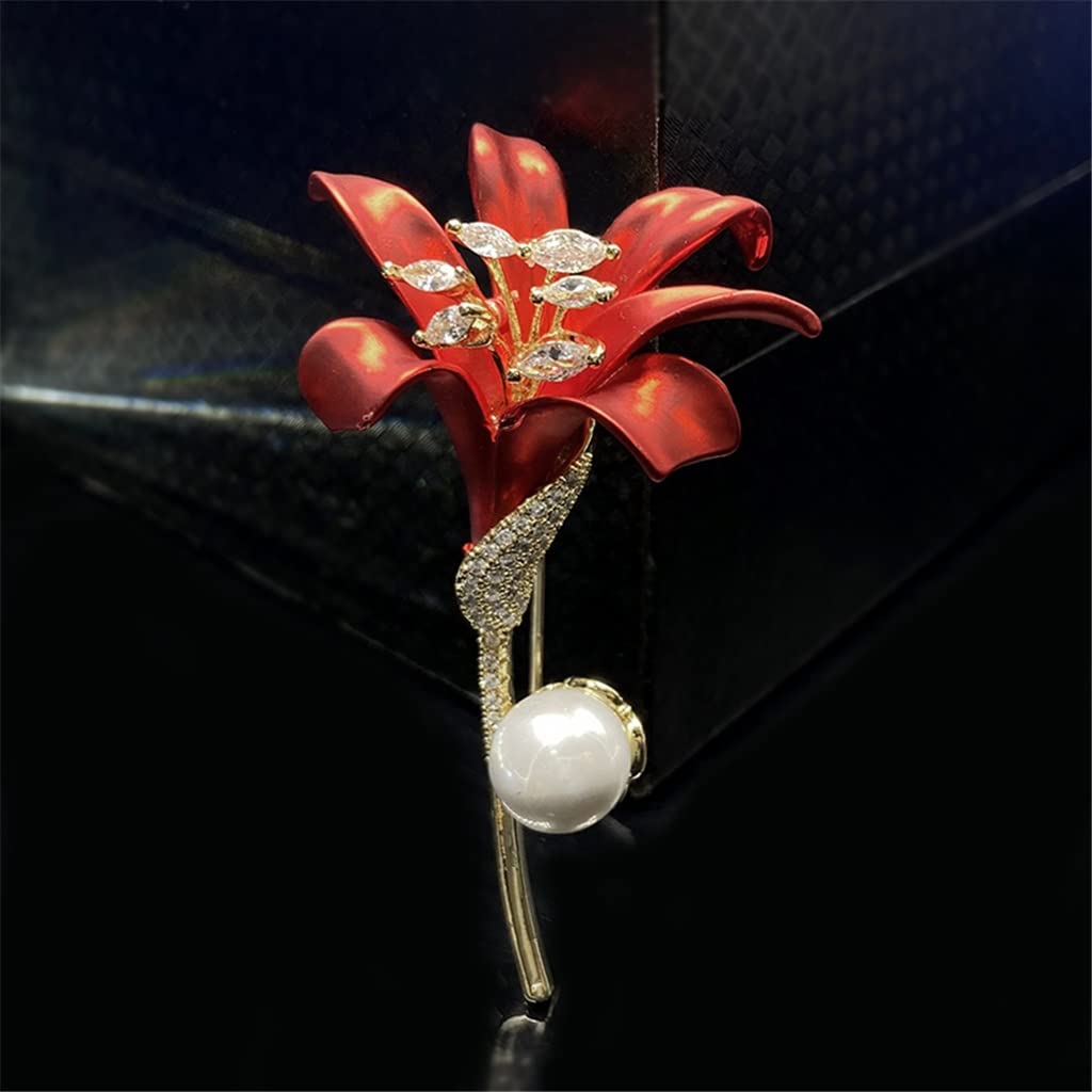 Rote Blume Brosche Elegante Weibliche Pin Anzug Zubehör Design Sinn Corsage Pin Schmuck