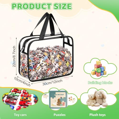 Dntorx Toy Storage Bags, Organization and Storage, 4 Pack Clear PVC Storage Organizers - Large Waterproof Zipper Bags with Handles for Kids Books, Puzzles, Blocks, Travel and Classroom — view 4