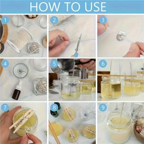Pabilos de algodón para hacer velas 303 piezas con clips metálicos miniatura 5