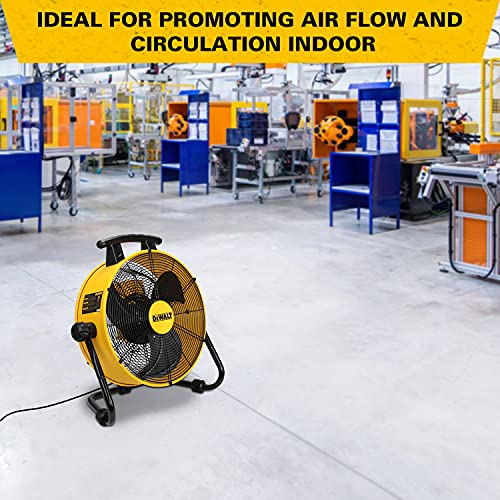 Dewalt Industrial Floor Fan, 18 Inch Drum Fan, 3-Speed Heavy Duty Air Circulator With Adjustable Tilt, Model: Dxf1840 , Yellow #TOP7