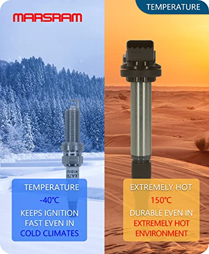 Marsram Ignition Coil Pack UF596 and Spark Plug 4912 set of 4 for 2009 2010 2011 Toyota Corolla Matrix Prius 2012 2013 Lexus CT200h Scion IM XD Pontiac Vibe 1.8L L4 Replacement for UF619 90919-02258 - Thumbnail 7