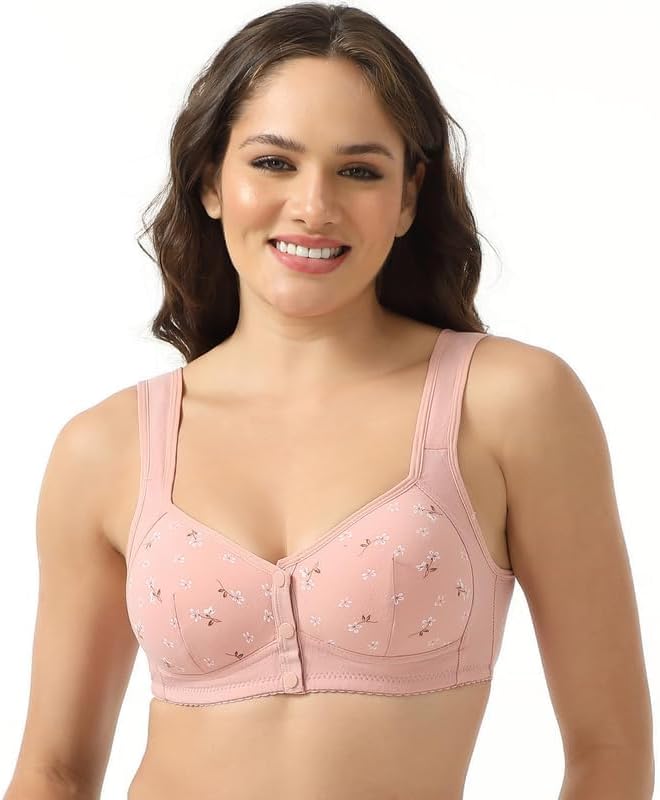 Daisy Bras for Women, Front Snap Closure Padded Bra for Older Senior Women, No Underwire Comfortable Bra Pink 38A/B - Image 7