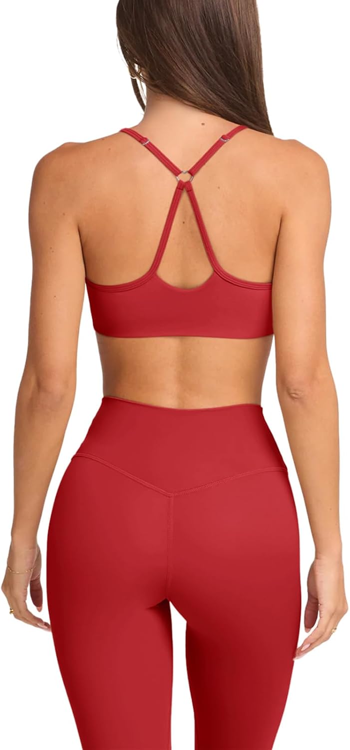 LASLULU Womens Adjustable Spaghetti Straps Sports Bra Sweetheart Neck Wireless Padded Workout Yoga Crop Tops - Image 3