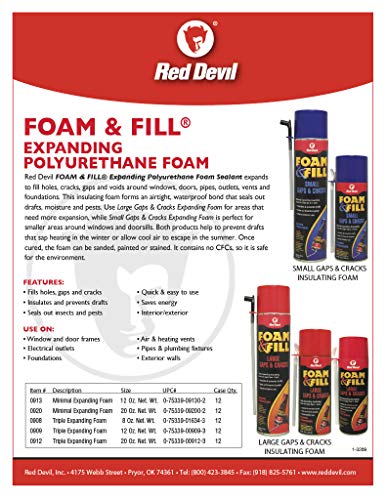 Red Devil 090806 Foam & Fill Large Gaps & Cracks Polyurethane Foam Sealant, 8 Oz, Off White #TOP1