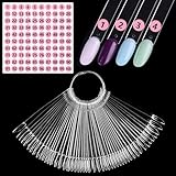 Furtherpretty Clear Nail Swatch Sticks with Number Stickers, 50 Pcs Oval Nail Sample Swatches for Gel Polish Color Display Practice Nail Tips muestrario de colores para uñas Manicure Supplies