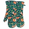 Heat Resistant Kitchen Oven Mitts with Non Slip Silicone Printed Set of 2 Oven Gloves for BBQ Cooking Baking Grilling BarbecueMicrowave Machine Washable Fox Oven Mitts