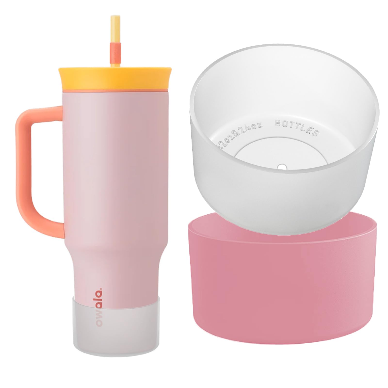OAWEEN 2 pcs Silicone Boot for Owala Freesip 24 oz - 40 oz Tumbler Bottom Diameter from 2.87" to 3.85" Anti-Scratch Protective Sleeve for Free Sip