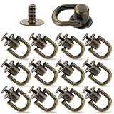 MOZEAT LENS 12Pcs D Ring Stud Screw Ball Post Head Buttons Stud Screw Bronze Ball Studs Rivets with D Ring Metal Ring for Wallet Strap Shoe Accessories Leather Crossbody Purse Craft, Bag Hardware