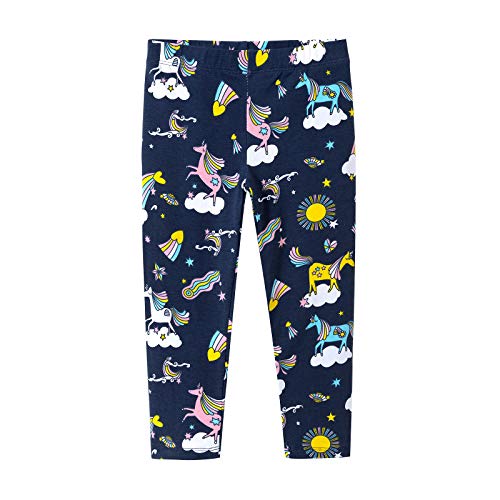 CHJUZI Leggings longs en coton pour bébé fille Motif licorne - Noir - 4 ans Cover