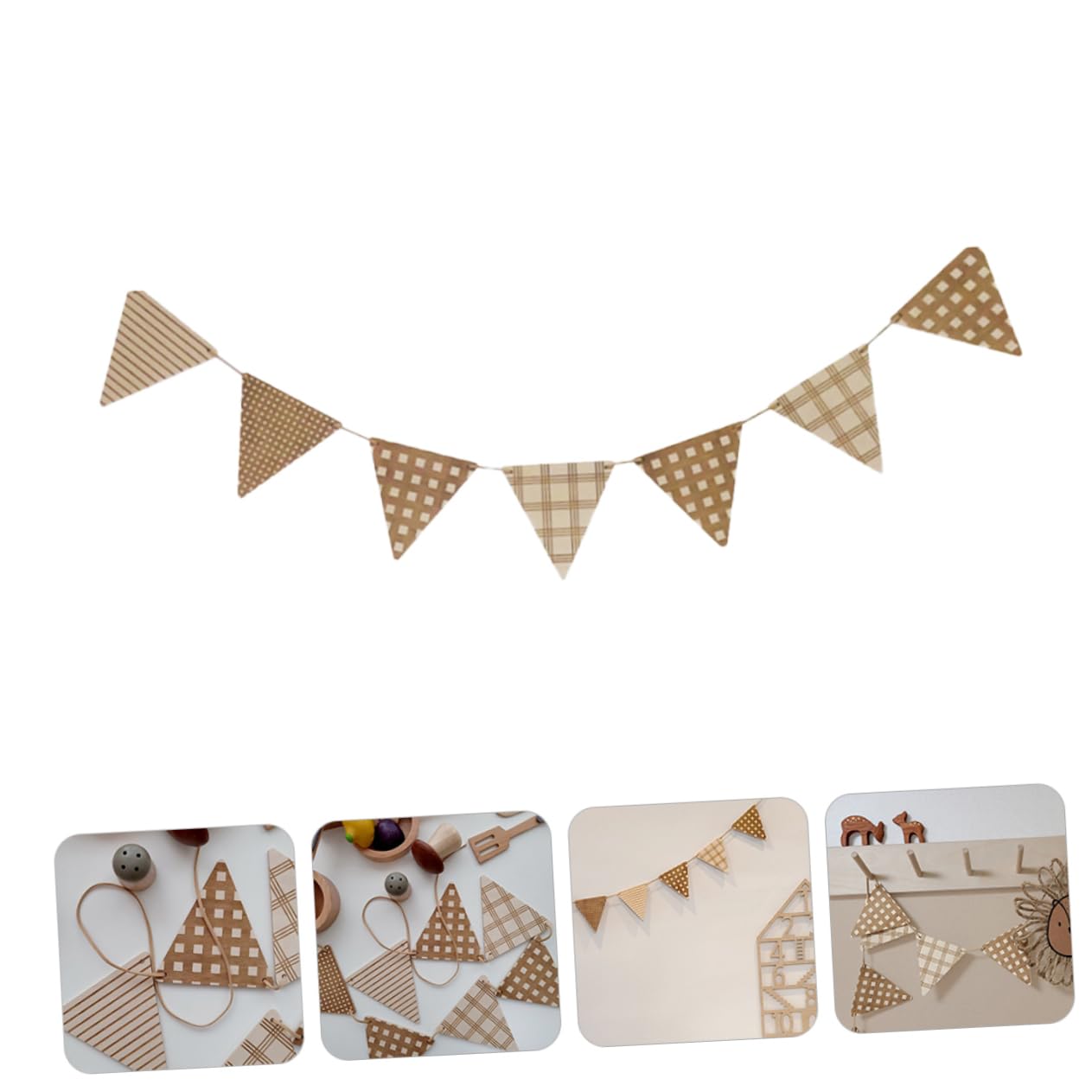 Cabilock 3piezas Banderín Colgante De Madera Estilo Nórdico Flores para Decoración De Habitaciones Infantiles Accesorio Estético para Hogar Tiendas y Oficinas