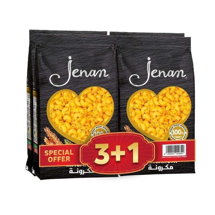 JenanCornetto Piccoli Rigate Pasta 400 g, 4-Pack