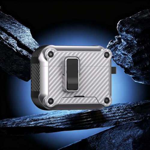 Étui AirPods Pro 2 fibre de carbone argent robuste rigide