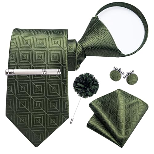 Image of DiBanGu Silk Zipper Ties for Men, Formal Pre-tied Necktie | Adjustable Tie,6PCS,Various Design Styles,Jacquard Woven,Skin-friendly,Practical Gift,Great for Wedding Party,Business Formal